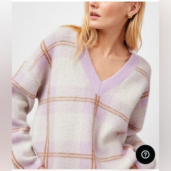 Rails xs Colleen sweater lilac plaid wool mohair blend cozy...